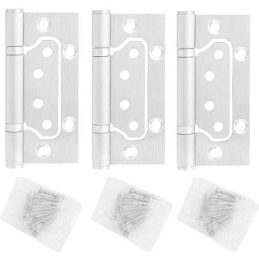 Imagem de Dobradiça Porta Sobrepor 3 Peças de Aço Inox Mais Resistente