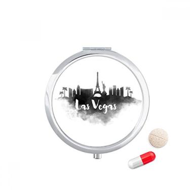 Imagem de Las Vegas America Landmark Ink Caixa de comprimidos para viagem com pintura de cidade, caixa de armazenamento de medicamentos, dispensador de espelho para presente