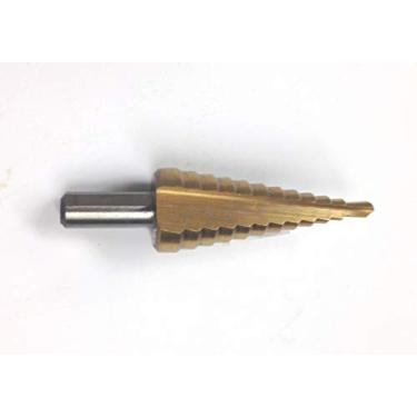 Imagem de HHIP 5000-0875 High Speed Steel Step Drill with 12 Steps, Tin Coated, 3/16-7/8" x 1/16" Hole Range, 1/8" Step Depth, 3/8" Shank