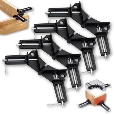 Imagem de Kit 4 Grampo De Canto Angular Aperto 90 Graus Esquadro Morsa 75mm Cantoneira P/Carpinteiro Marceneiro Marcenaria Madeira Metalurgia Metalúrgico Vidraçaria Vidraceiro Artesanato