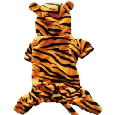 Imagem de Roupas fofas de gato tigre, quentes no inverno, roupas anti-queda para animais de estimação,/269 (Color : Tiger clothing, Size : S)
