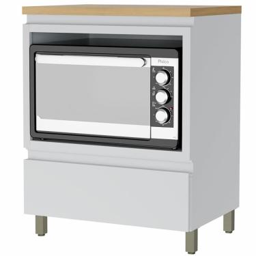 Imagem de Balcão Nesher Rainha em MDF 15mm com Nicho para Micro-ondas, 1 Gaveta e 1 Prateleira - 70cm de largura 