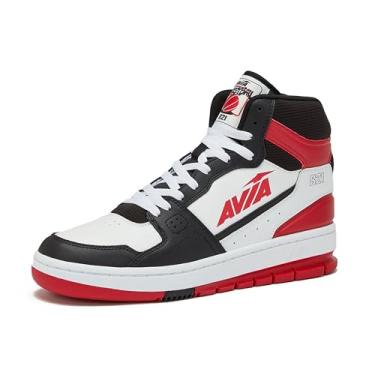 Imagem de Avia 821 High Top Sneakers for Men, Indoor or Outdoor Mens Basketball Shoes - Black/Red/White Trim, 7 Medium