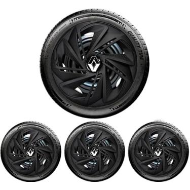 Imagem de Jogo 4 Calotas Esportiva Nitro Preto Fosco Aro 14 RLT Sandero Logan Clio Megane Fluence Symbol