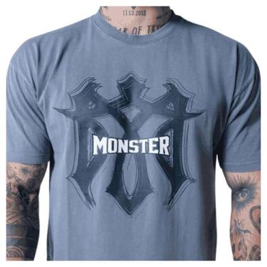 Imagem de Camiseta Oversized Monster Estonado Logo Chumbo Masculino - Probiotica