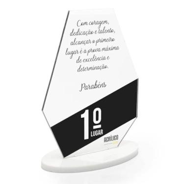 Imagem de Troféu em Acrílico Personalizado Geométrico (Branco)