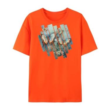Imagem de Camisetas de arte de borboleta, camiseta fofa de verão com borboleta e flor, camiseta gráfica para homens e mulheres., 2 - laranja, G