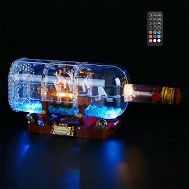 Imagem de GEAMENT Kit de luz LED (controle remoto) compatível com Lego Ship in a Bottle - Conjunto de iluminação para Ideas 21313 (conjunto de modelo não incluído)