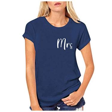 Imagem de Camiseta masculina de algodão com corações doces para o dia dos namorados regata masculina de manga curta, Azul-marinho (feminino), M