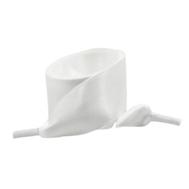 Imagem de Silk Satin Ribbon Shoelaces Width Flat Shoelace Boots Sneakers Colourful Laces For Shoes Accesories (Color : White, Size : 100cm)