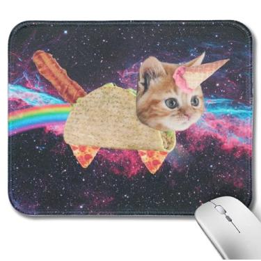 Imagem de Farbiunu Mouse pad pequeno para laptop, mouse pads fofos, mouse pad com textura premium, mousepads laváveis com pano de lycra, mouse pad base de borracha antiderrapante, 21 x 18 x 0,30 cm (gato unicórnio espacial)