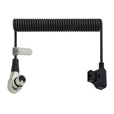 Imagem de ARRI ALEXA Cabo de câmera ângulo reto XLR de 90 graus fêmea de 4 pinos para cabo de mola de alimentação D-tap para adaptador de bateria de suprimento