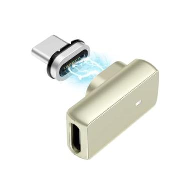 Imagem de HESKUL Adaptador USB C magnético de 140 W 24 pinos e 40 Gbps, conector tipo C, ângulo reto, USB4, para iPhone 15, MacBook Pro, Steam Deck, laptop, tablets
