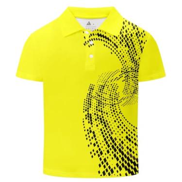 Imagem de SECOOD Camisa polo masculina manga curta piqué verão casual uniforme esportivo tops para 6-16 anos, 002 - Amarelo, GG