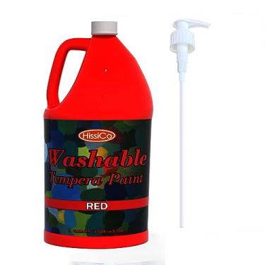 Imagem de HissiCo Tinta têmpera lavável para crianças, vermelha (3,6 g/1 galão), tinta líquida para pôster, tinta infantil não tóxica com glitter fluorescente, cores neon metálicas para pintura a dedo, pintores