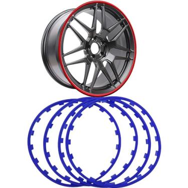 Imagem de Salagt Aros de roda de veículo de carro para Tesla, anel protetor de quatro peças, decoração de proteção de pneu, tira de nylon antiarranhões (cor: azul, tamanho: 45,7 cm)