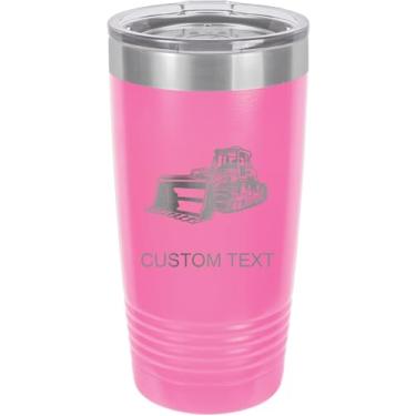 Imagem de Bulldozer Copo de aço inoxidável isolado a vácuo de 590 ml personalizado de parede dupla gravado a laser, caneca de café, personalizado, rosa