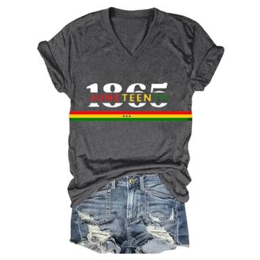 Imagem de Juneteenth Camiseta feminina Black History Emancipation Day Shirt 1865 Celebrate Freedom Tops Graphic Summer Casual, A1c-cinza, XXG