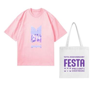 Imagem de Camiseta K-pop Solo Yet to Come, camisetas soltas unissex, camisetas estampadas com suporte de mercadoria, camisetas de algodão, rosa, M