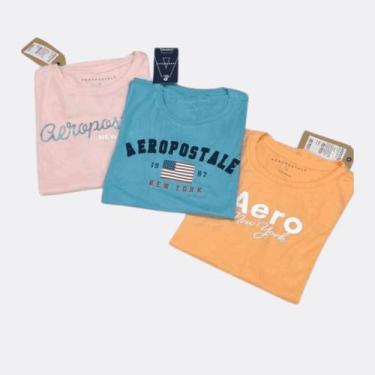 Imagem de Kit 3 Camisetas Feminina Estampa Manga Curta Aeropostale - 459 - Aérop