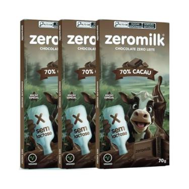 Imagem de Kit com 3 Tabletes de Chocolate Vegano 70% Cacau de 70g cada - Zeromilk