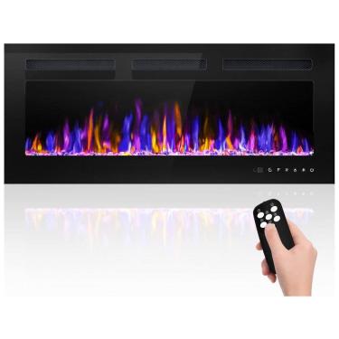 Imagem de Lareira Elétrica de Embutir A43x101L com Controle Remoto e Temporizador, 110V, BETELNUT, Preta