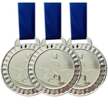 Imagem de Kit 10 Medalhas Para Campeonato De Corrida Evento 4,5cm prata