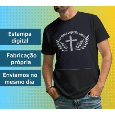 Imagem de Camiseta Masculina Preta Manga Curta Pai Filho Espírito Santo Moda Eva