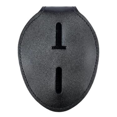 Imagem de Porta-crachá de polícia, porta-crachás universais de couro bovino com clipe de metal e corrente, presente de aplicação da lei, elíptico