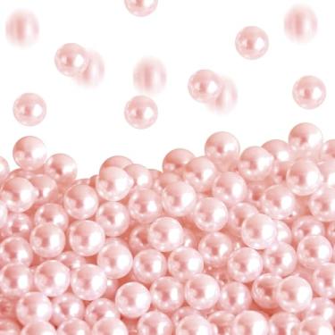 Imagem de 1100 peças de pérolas de ouro rosa de 8 mm para armários de cômoda, pérolas abdominais polidas sem furos para enchimento de vasos, dispersão de mesa, festas de aniversário, Natal, banheiros, decoração