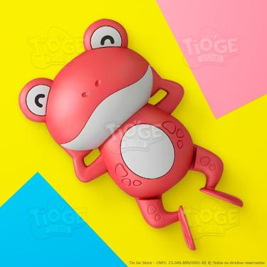 Imagem de Sapinho À Corda Para Banho Brinquedo Bebê Interativo Divertido Brincar Na Água Nada De Verdade Aqua Sapo Cor Vermelho