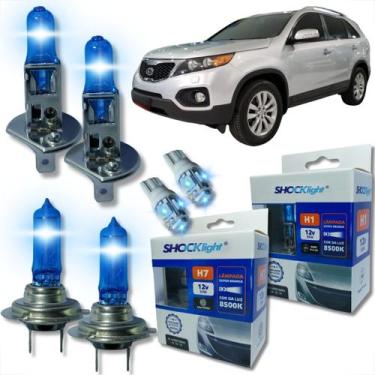 Imagem de Kit lâmpada shocklight super branca farol alto baixo e lanterna h1 h7 