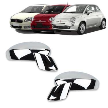 Imagem de Par Aplique Cromado para Capa Retrovisor Fiat 500 2009 a 2015 Linea 20