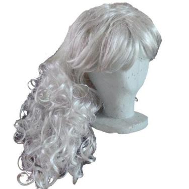 Imagem de Peruca Longa Fashion Branca Cinza Grisalha Festa Fantasia