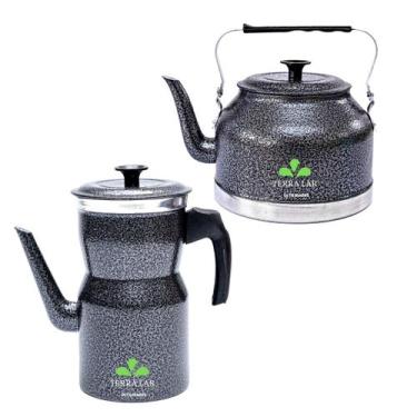 Imagem de Kit Bule Com Chaleira Grande Chá Café Leite Em Alumínio - TERRA LAR, P