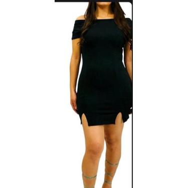 Imagem de Vestido Curto Justo Ombro a Ombro Duas Fendas Manga Curta - Vivi Range