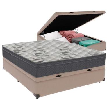 Imagem de Cama Box Baú Viúvo Bege e Colchão Airtech 100 D33 Ortobom