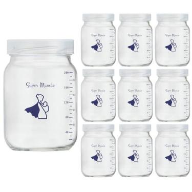 Imagem de Kit com 10 Potes de Vidro para Armazenar Leite Materno 200ml Com Gradu