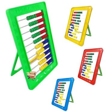 Imagem de Brinquedo Pedagógico Educativo Ábaco Contador Em Plástico Escolar Com 100 Bolinhas Matemática (Verde)