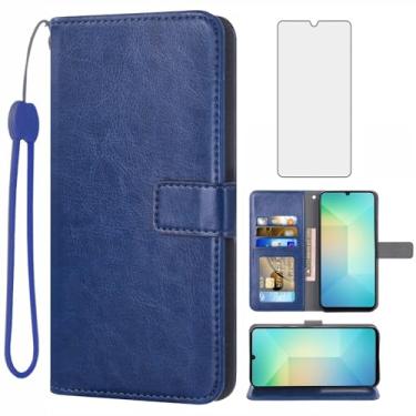 Imagem de Asuwish Capa carteira compatível com Samsung Galaxy A06, protetor de tela de vidro temperado e capa flip de couro, suporte para cartão, acessórios de celular, capas para celular GalaxyA06 A 06