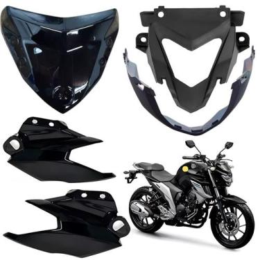 Imagem de Kit carenagem farol frontal fazer 250 fz25 preto brilho 2018 2019 2020