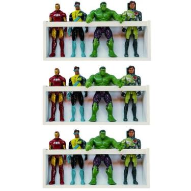 Imagem de Kit 3 Prateleira Bonecos Marvel Estante Barbie Nicho Pelúcia - Arte Ce