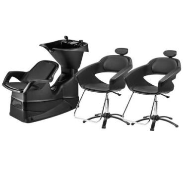 Imagem de Kit Salão de Beleza Lavatório de Cabelo E 2 Cadeiras Primma Dompel Com