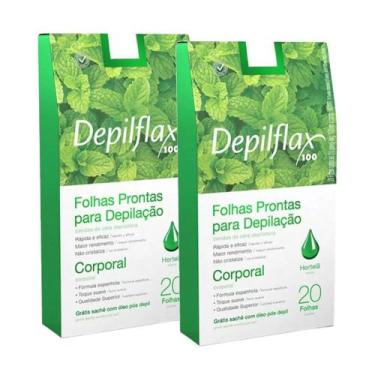 Imagem de 2cx Folhas Prontas Depilação Corporal Depilflax Hortelã 20u