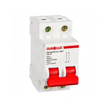 Imagem de Disjuntor Bipolar 40 A 2p Curva C 400v 50/60hz 10mm² Ourolux 26071