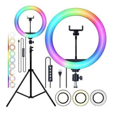 Imagem de Ring Light 10 Pol Kit Youtuber Suporte 26cm cores rgb - ZEM