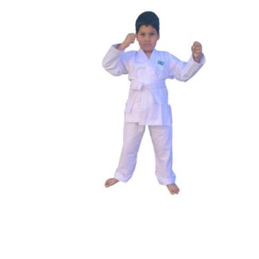 Imagem de kimono Infantil Reforçado Jiu-Jitsu  + Faixa branca com ponta preta.  