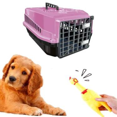 Imagem de Brinquedo Mordedor Galinha E Caixa Transporte Rosa N4 Dog - MecPet