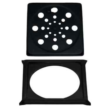 Imagem de Tampa Ralo e Porta Grelha Quadrado 10cm Abre/ Fecha - PRETO - Montelar