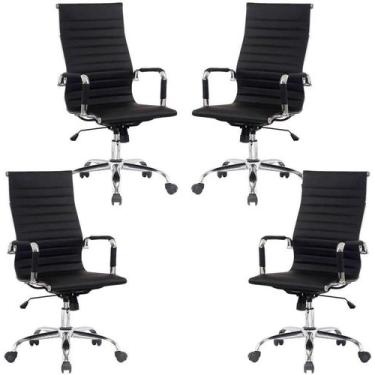 Imagem de Kit 4 Cadeiras Escritório Presidente Boston Eames Preta